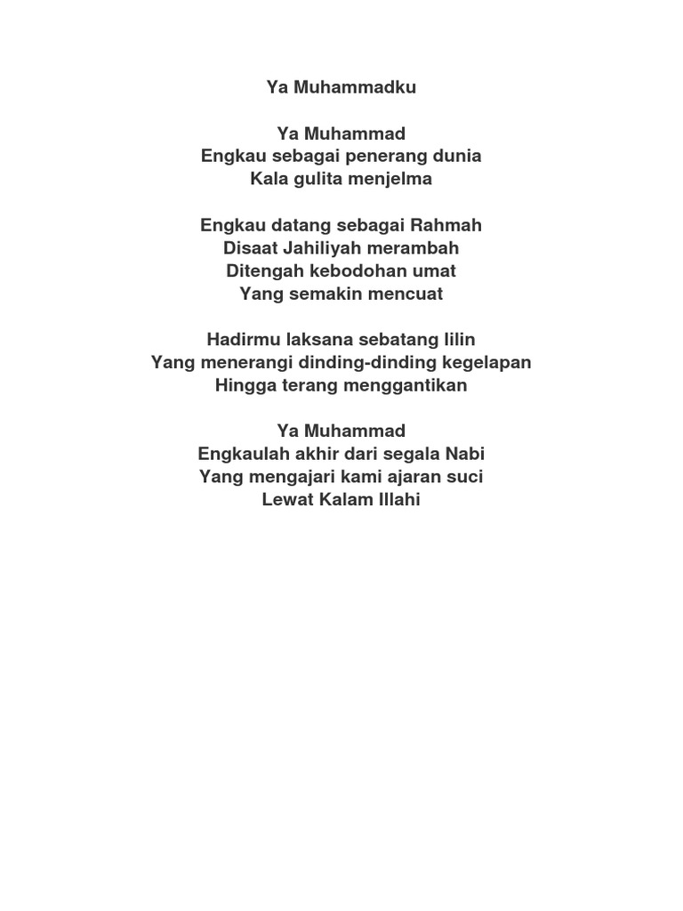Puisi  Kelahiran Nabi  Muhammad  Saw  Puisi  Kelahiran Nabi  Muhammad  Saw