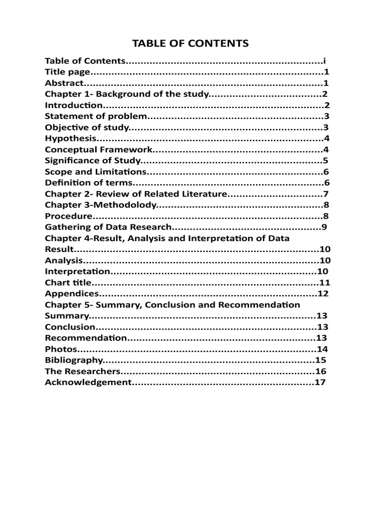 Table Of Contents Coconut Hypothesis