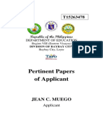 Pertinent Papers of Applicant: Jean C. Muego
