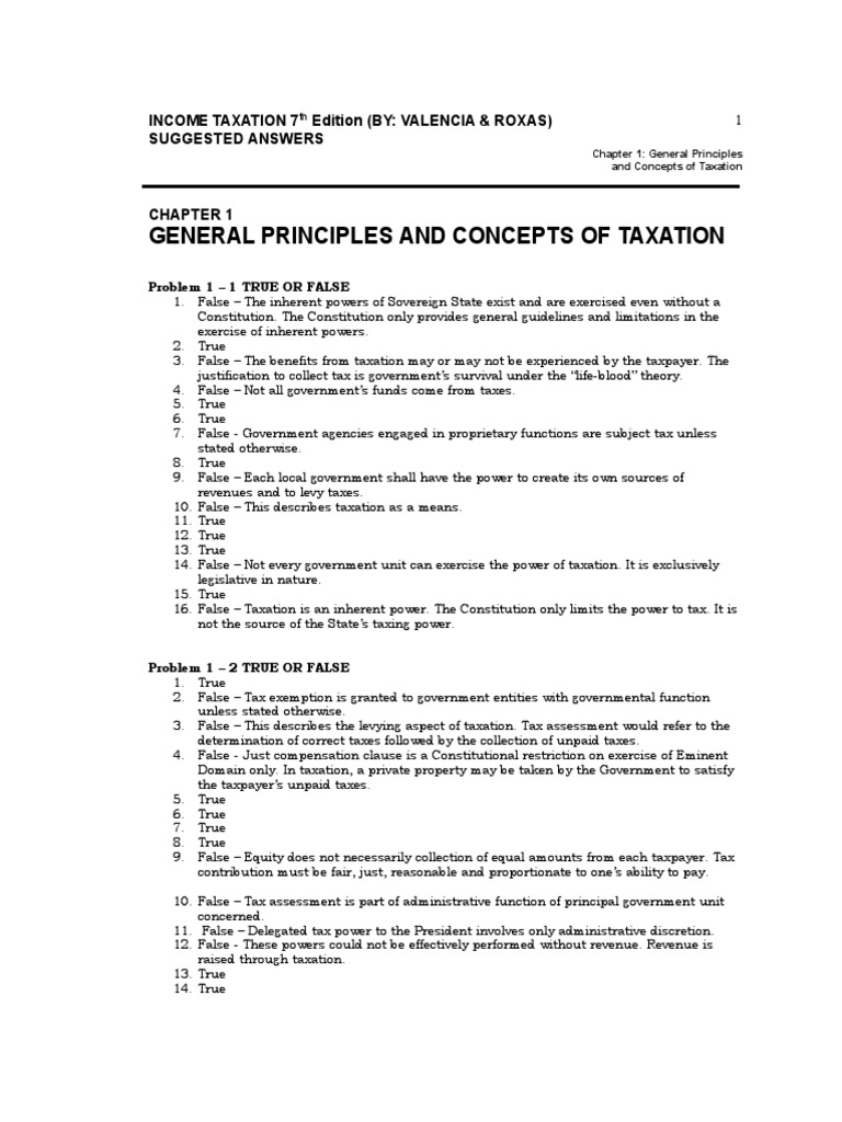 Ch1 General Principles And Concepts Of Taxation Pdf Taxpayer Taxes