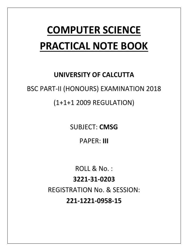 Calcutta University BSc CS Practical Notebook | PDF