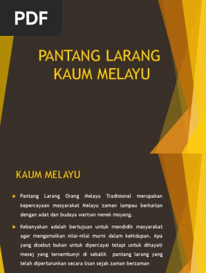 Pantang Larang Kaum Melayu Pdf