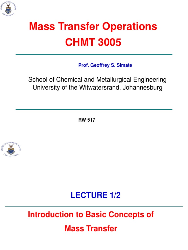 Introduction to Mass Transfer Concepts | PDF | Diffusion | Mass Transfer