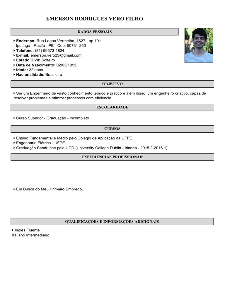 Curriculo de Emerson Rodrigues Vero Filho Criado em 260218 As 3EcNQ Minha Pagina Inicial PDF
