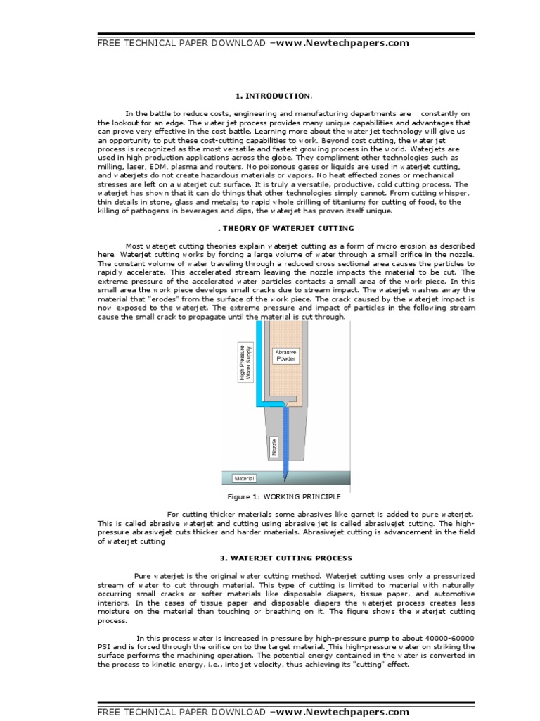 Water Jet Cutting Pdf Mechanical Engineering Industrial Processes