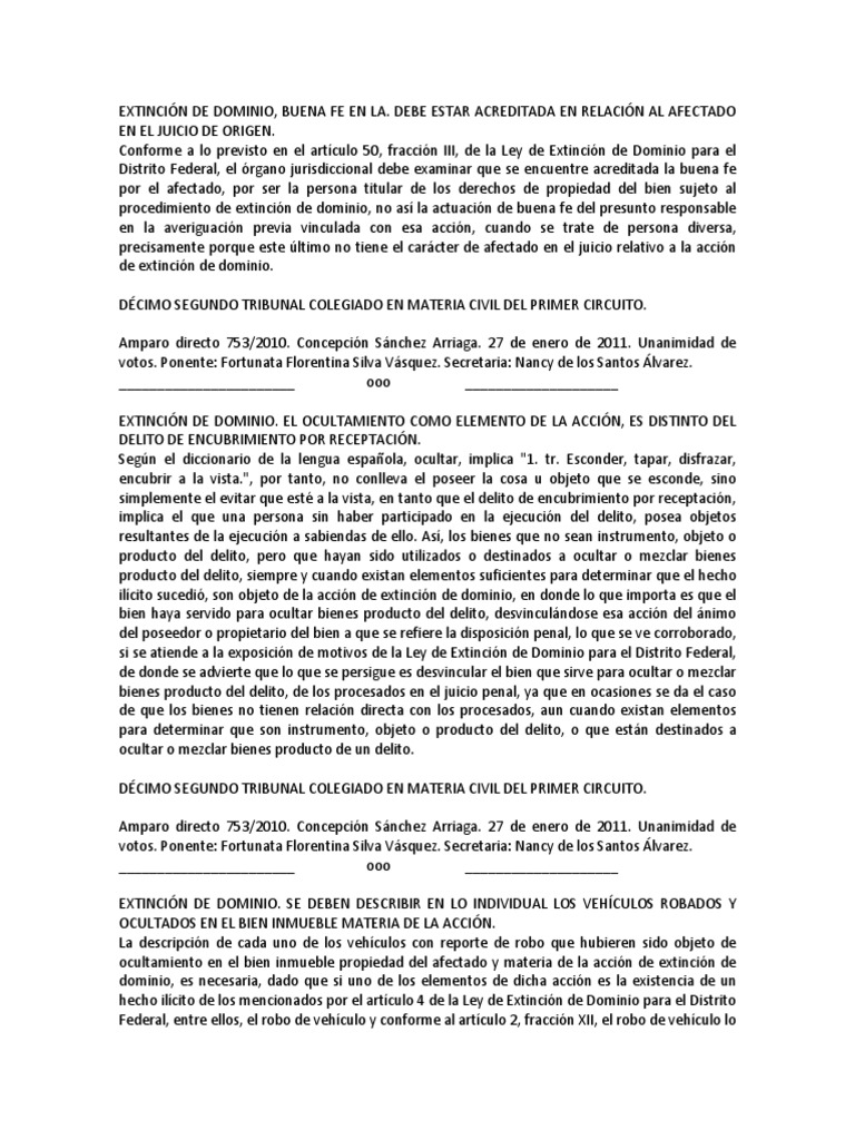 Extinción de dominio y buena fe en juicio | PDF | Propiedad | Derecho penal