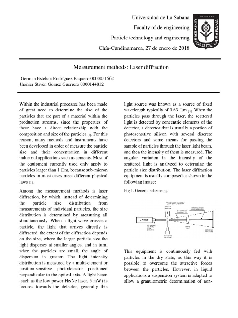 Laser Diffraction in Particle Sizing | PDF | Diffraction | Laser