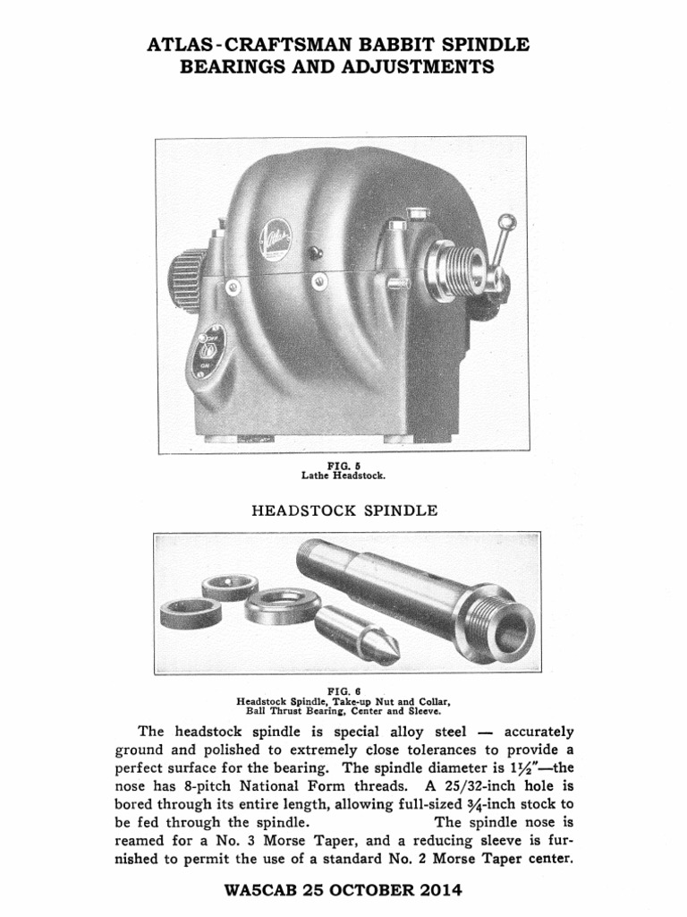 Atlas Babbit Spindle Bearings PDF