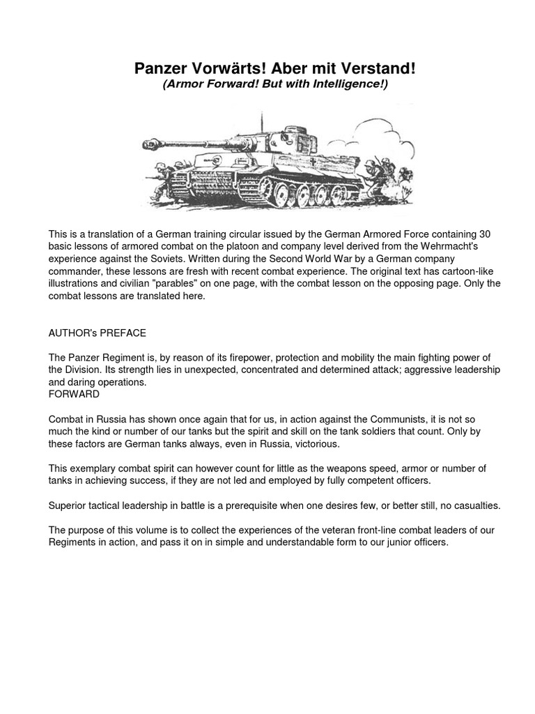 30 Lessons of Armored Combat A German Training Circular on Tactics and