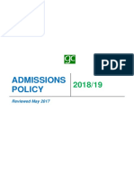 Admissions Policy: Reviewed May 2017