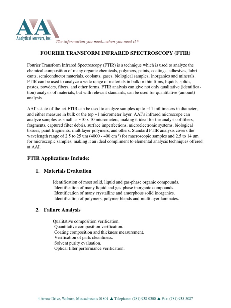 Fourier Transform Infrared Spectroscopy FTIR | PDF | Infrared ...
