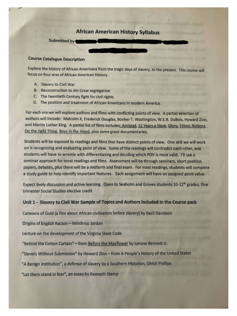 Black History Syllabus