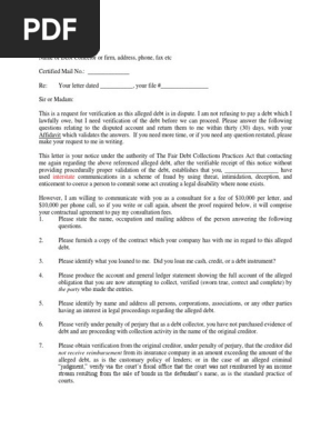 Debt Collector Verification Letter