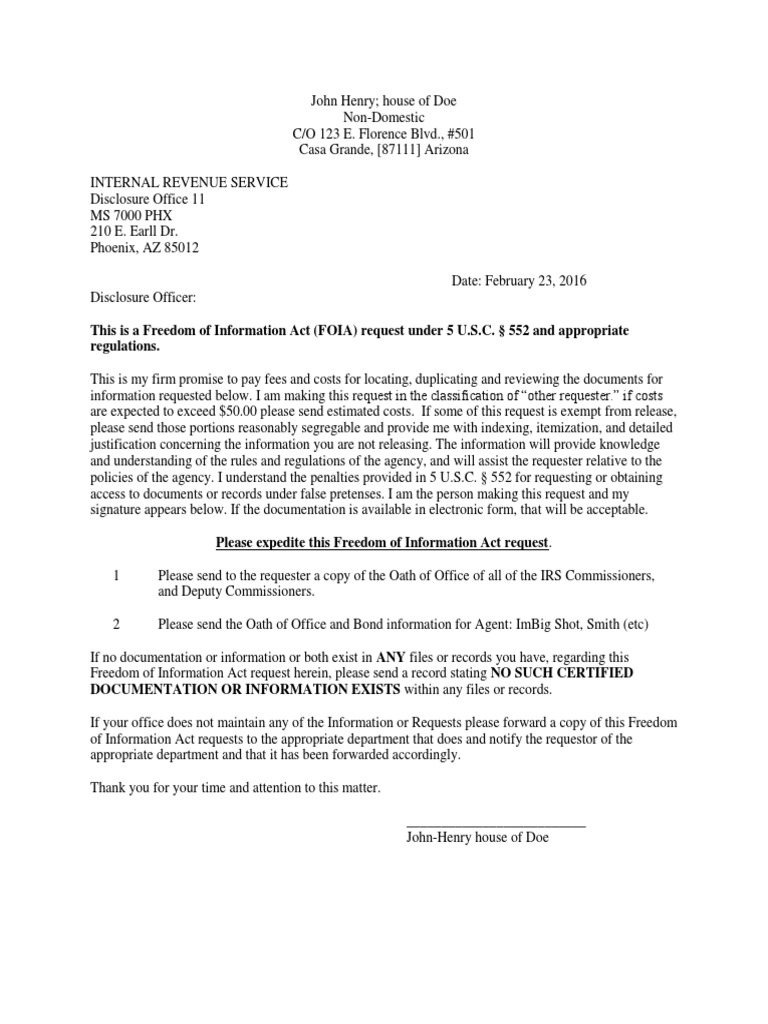 FOIA IRS Commissioners - Agents | PDF | Freedom Of Information Act ...