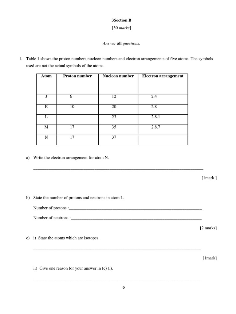 Chemistry Exam Questions and Answers | PDF | Mole (Unit) | Atoms