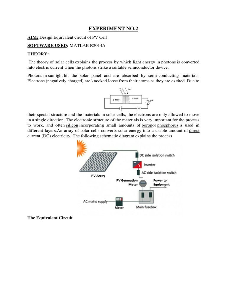 Experiment No.2: AIM: Design Equivalent Circuit of PV Cell Software ...