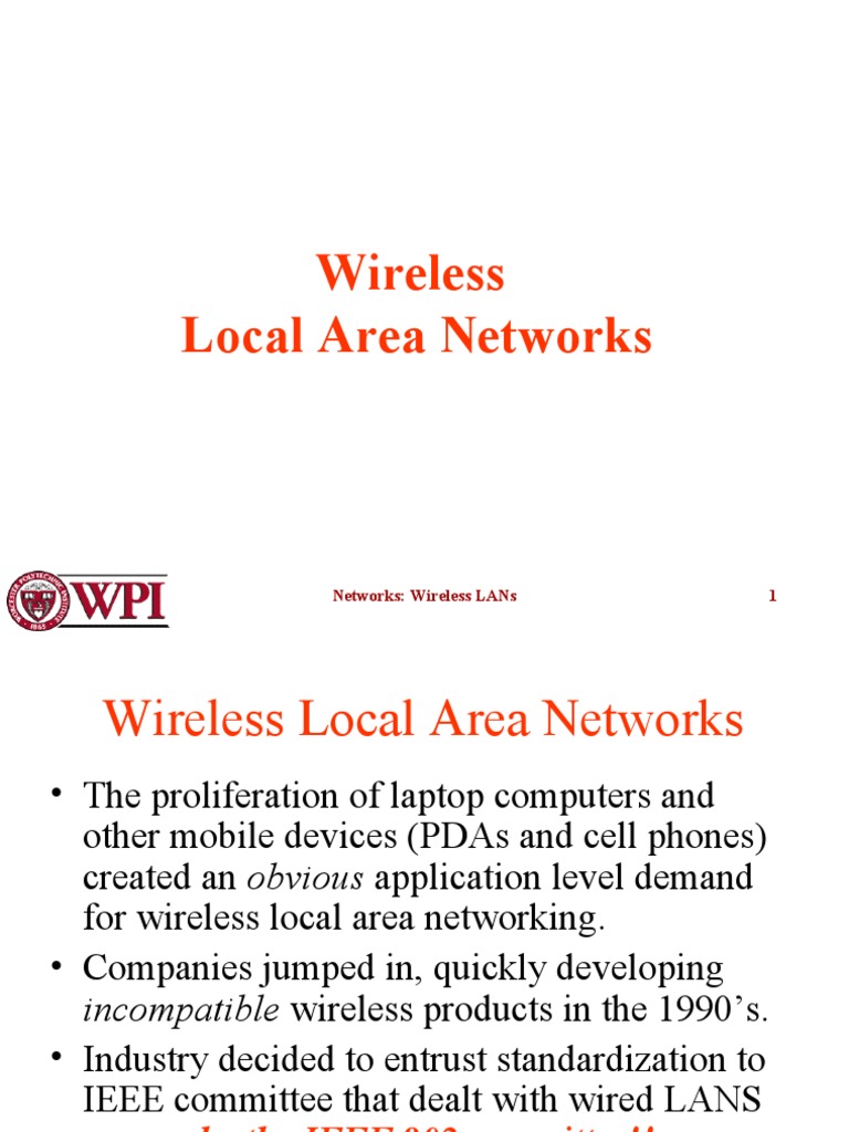 Wireless Local Area Networks | PDF | Ieee 802.11 | Wireless Ad Hoc Network