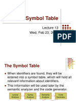 Lecture 13 - The Symbol Table