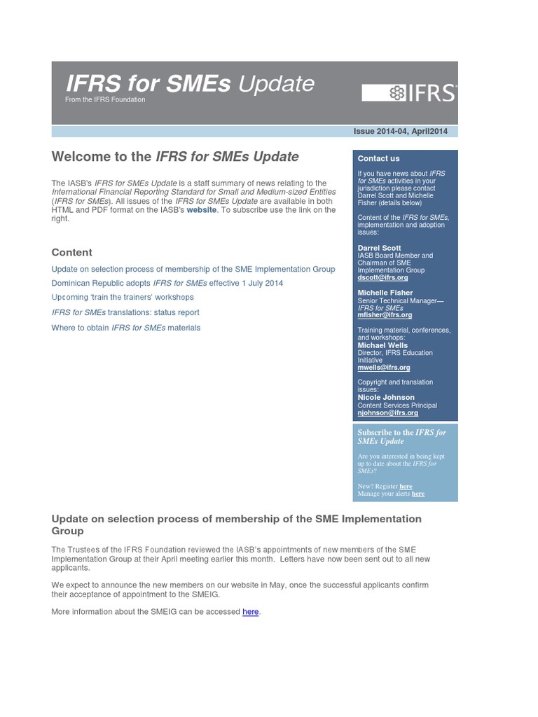 IFRS For SMEs Update April | PDF | International Financial Reporting ...