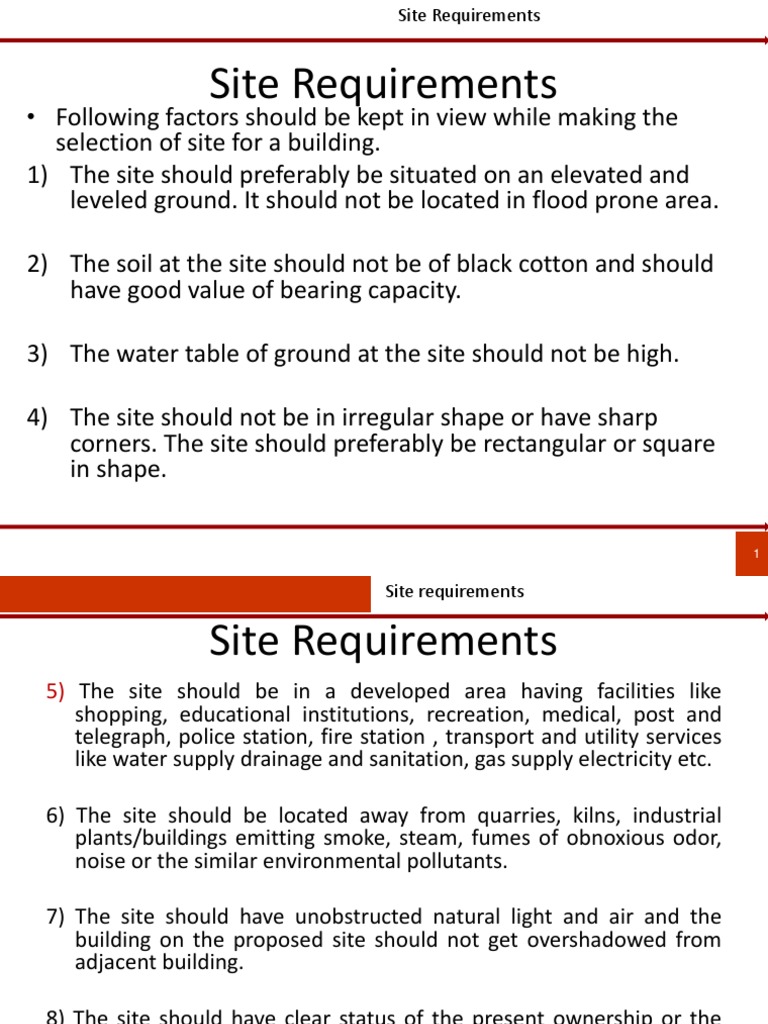 Building Design: Site Requirements & Planning | PDF | Room | Architect