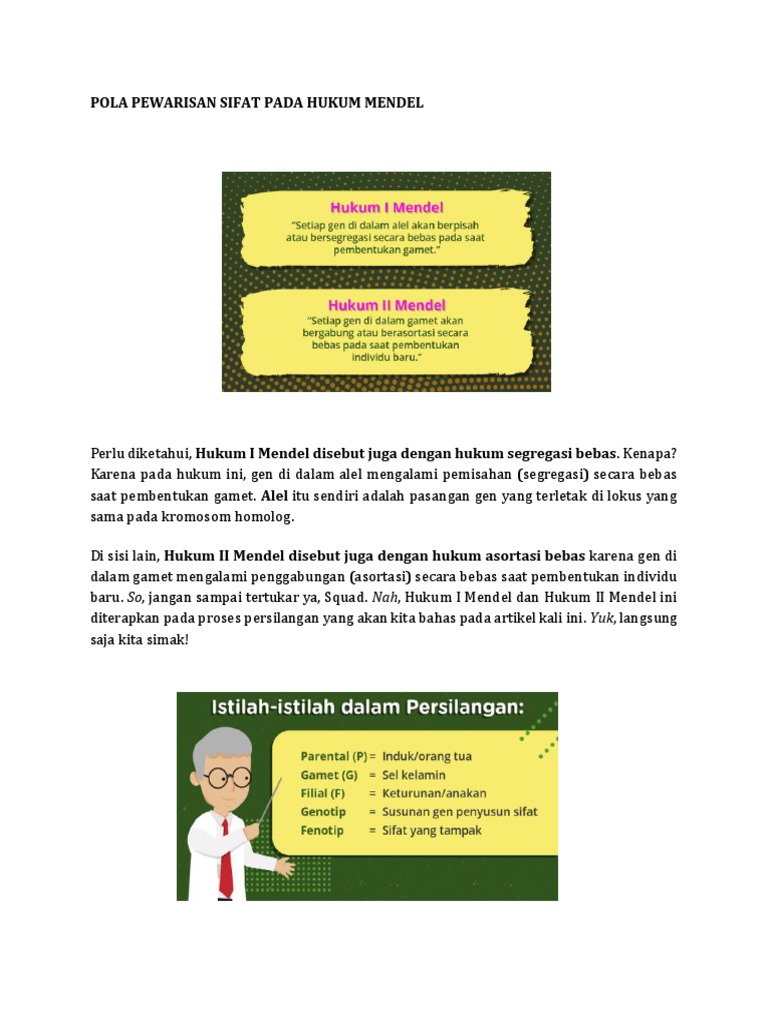 Pola Pewarisan Sifat Pada Hukum Mendel