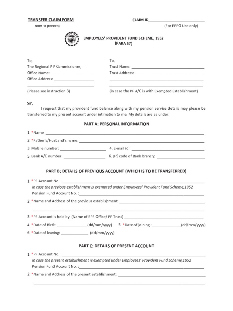Form 13 Pf Pdf