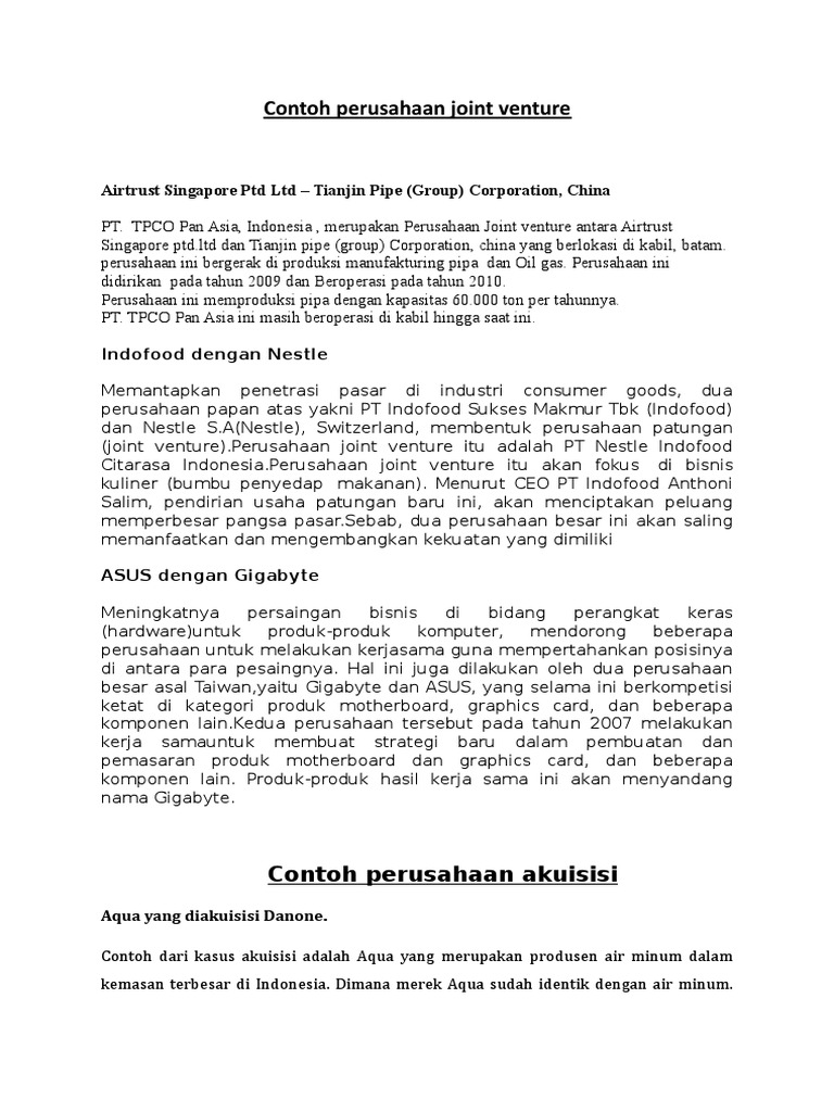 Perusahaan Joint Venture Pdf