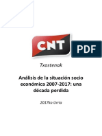 CNT - Análisis de La Situación Socioeconómica 2007-2017 Una Década Perdida