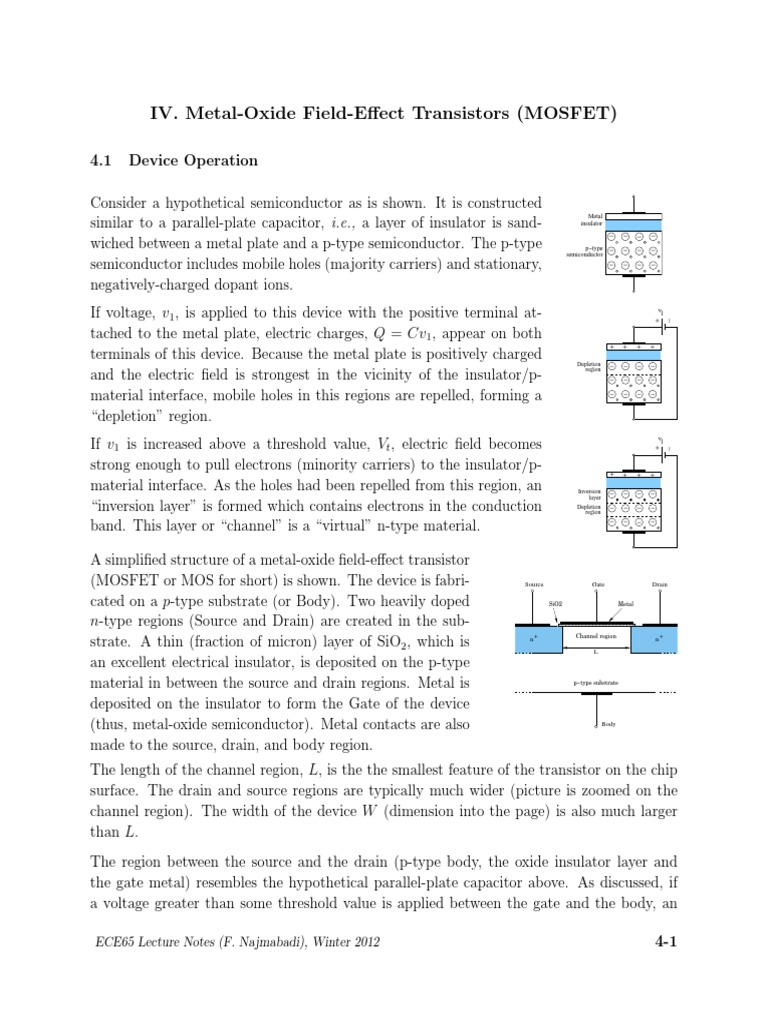 IV. MetalOxide FieldEffect Transistors (MOSFET) ECE65 Lecture Notes (F. Najmabadi), Winter