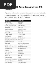 Cheats GTA San Andreas