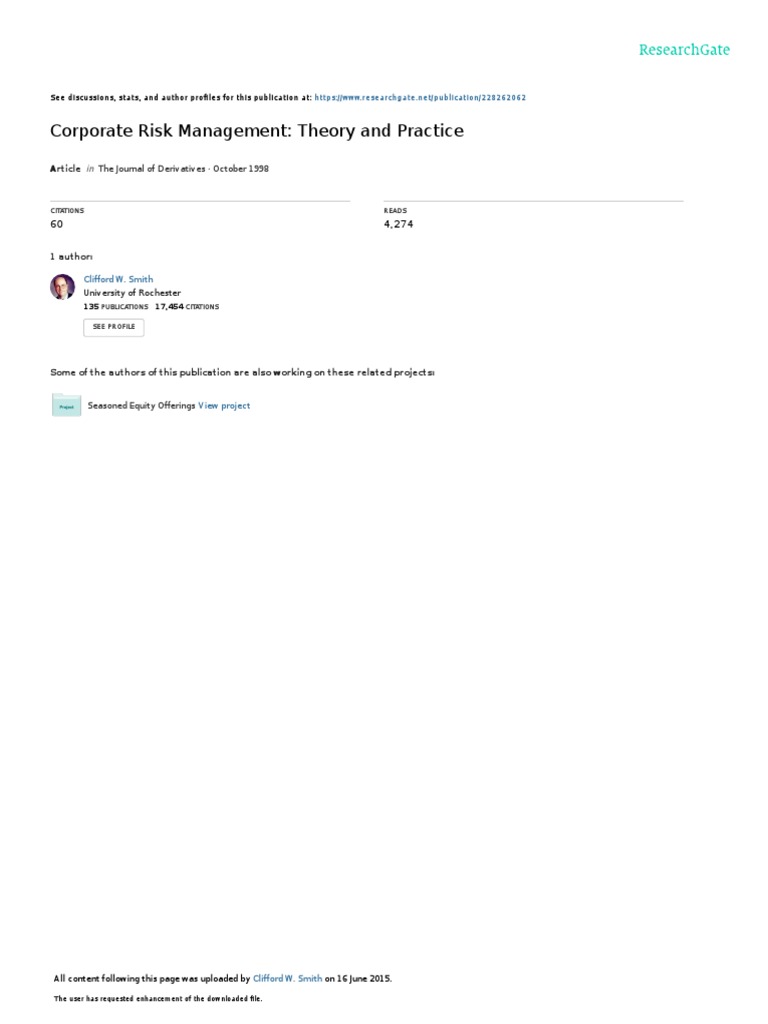 Corporate Risk Management Insights | PDF | Derivative (Finance) | Hedge ...