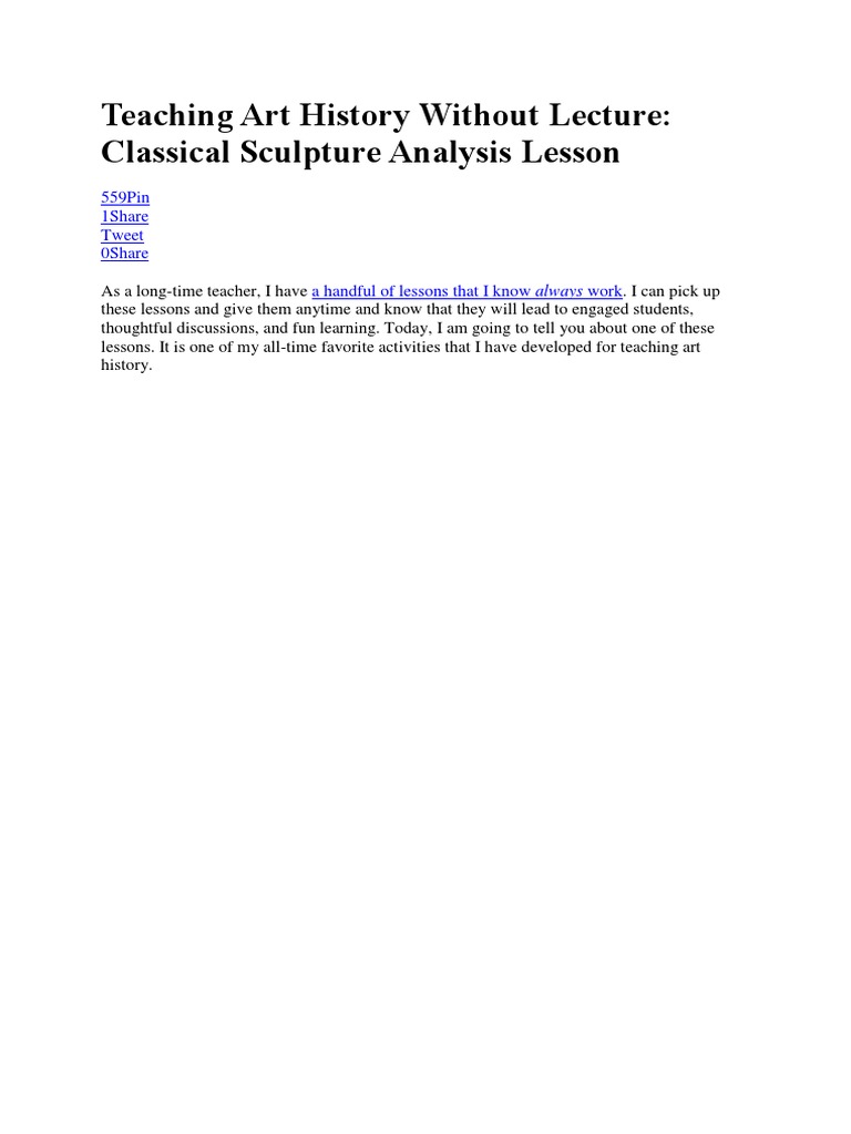 Teaching Art History Without Lecture Classical Sculpture Analysis
