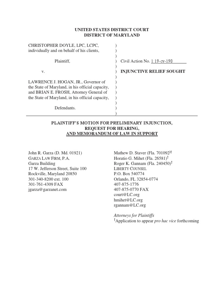 MOTION For Preliminary Injunction With Incorporated Memorandum of Law ...