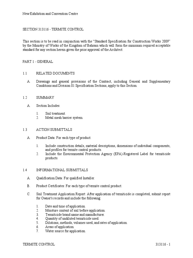 Termite Control Specifications for Construction | PDF | Specification ...