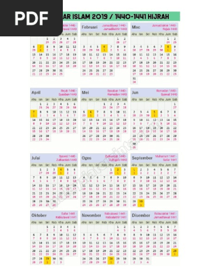 Kalendar Islam 2019 1440 1441 Hijrah Pdf