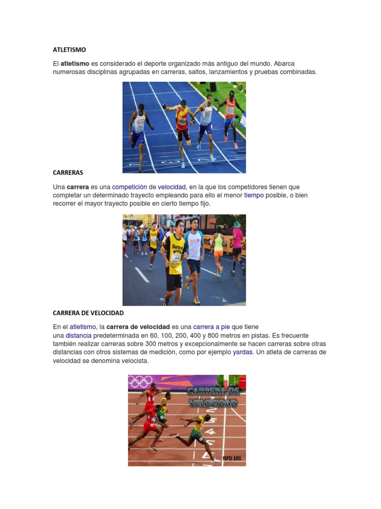 Tipos y pruebas del atletismo | PDF | Deporte del atletismo | Deportes ...