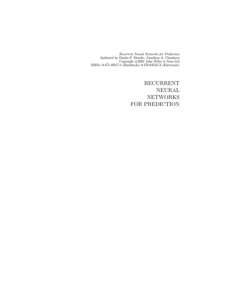Recurrent Neural Networks For Prediction | PDF | Artificial Neural ...