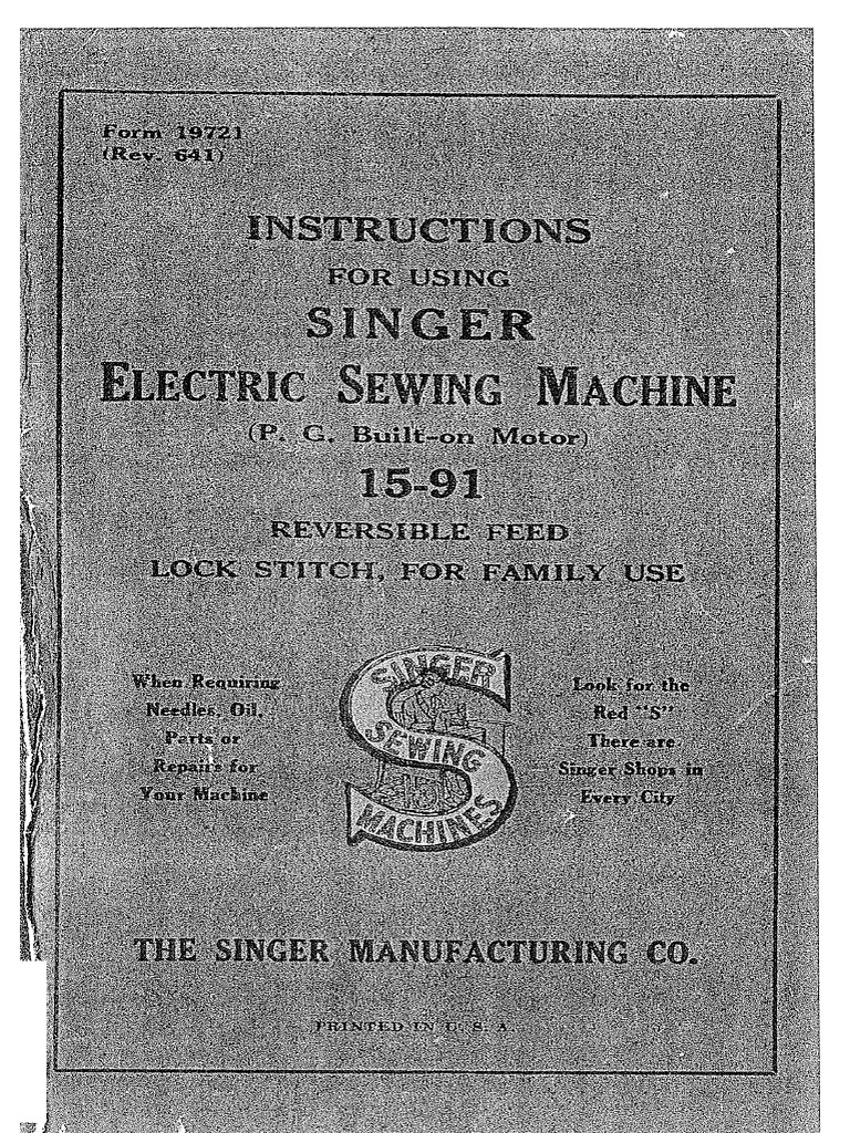 Singer 1591 Manual PDF