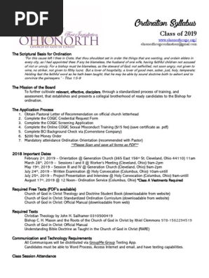 ordination syllabus 2019
