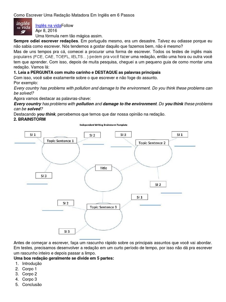 Como Escrever Uma Redação Matadora Em Inglês em 6 Passos