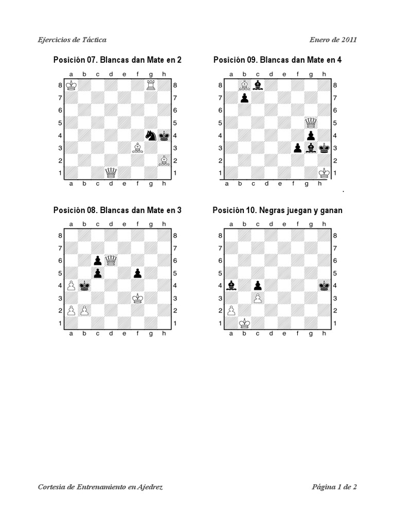 Ejercicios de Táctica en Ajedrez | PDF | Competiciones de juegos de ...
