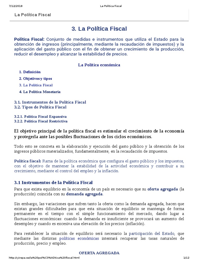 Claves de la Política Fiscal y su Impacto | PDF | La política fiscal ...