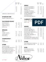 Long wine list with 150ml and 250ml options