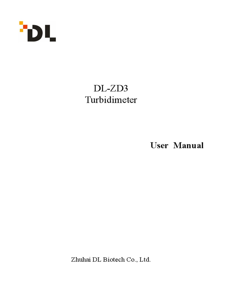 DLZD3 Turbid Meter Operation Manual PDF Calibration Nature