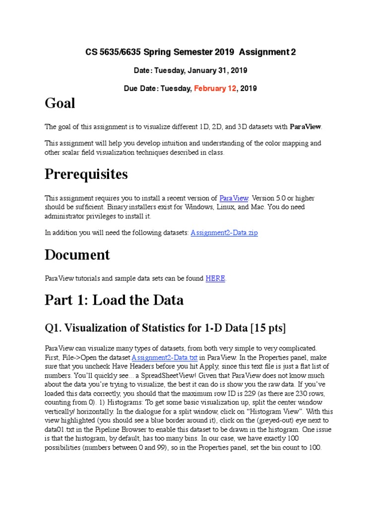 ParaView Visualization Assignment Guide | PDF | 3 D Computer Graphics ...