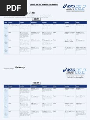 asics training plan marathon