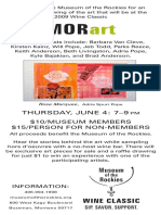 Thursday, June 4: 7-9: $10/museum Members $15/person For Non-Members