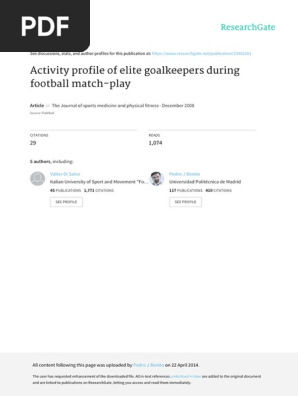 Activity Profile of Elite Goalkeepers During Football Match-play