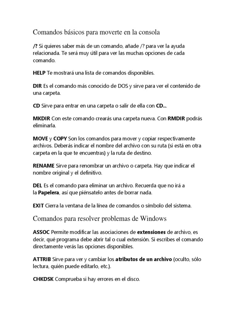 Comandos Básicos del CMD en Windows | PDF | Archivo de computadora ...