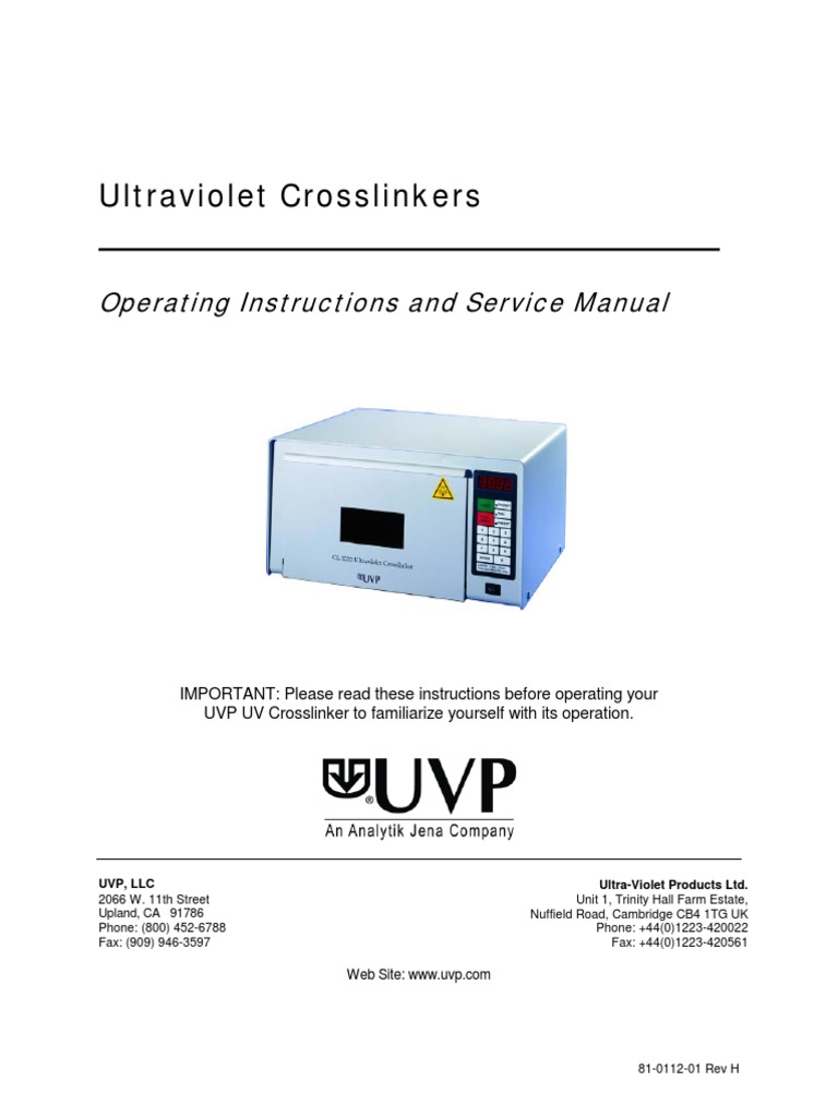 Uvc500 Crosslinker PDF | PDF | Ultraviolet | Electrical Connector